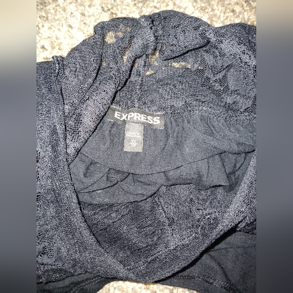 Black Lace High-Neck Blouse - Picture 3 of 5